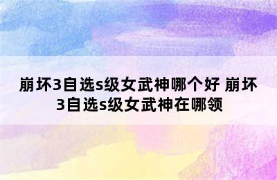 崩坏3自选s级女武神哪个好 崩坏3自选s级女武神在哪领